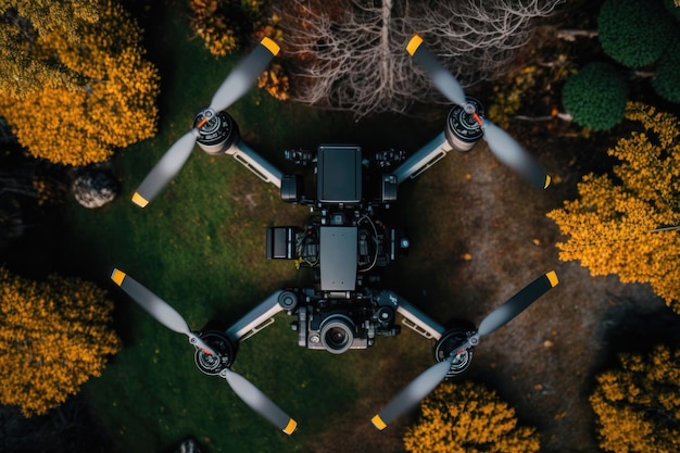 Vista del ojo del dron capturando el mundo desde arriba generado por IA