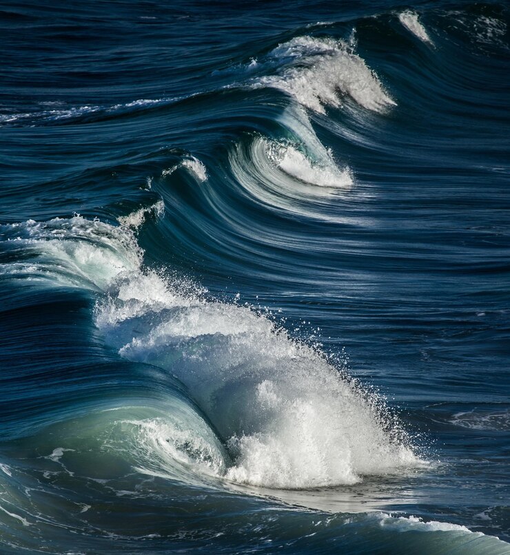 Foto vista de las olas del mar