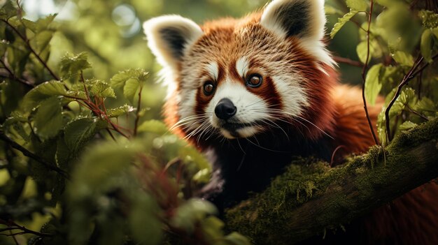 Vista del oso panda en la naturaleza generada por IA