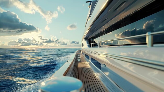 Foto una vista pacífica del océano desde un barco perfecto para viajes y conceptos de naturaleza
