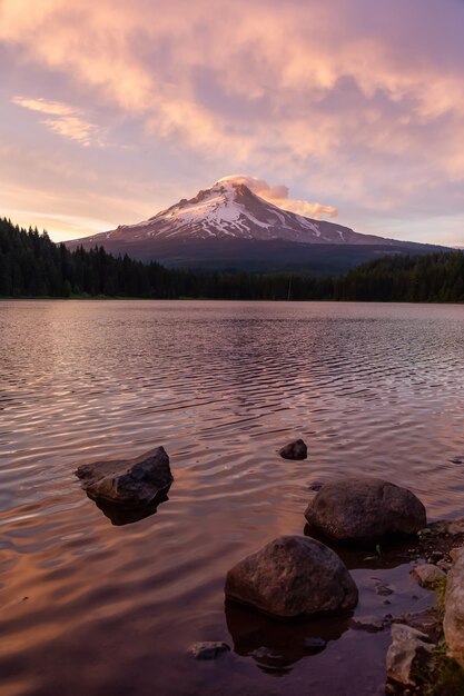 Vista del paisaje del fondo de la naturaleza americana Mt Hood