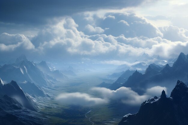 Vista del paisaje de las montañas nevadas