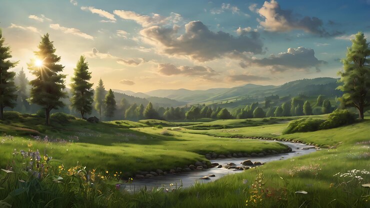 Vista del paisaje natural con el río