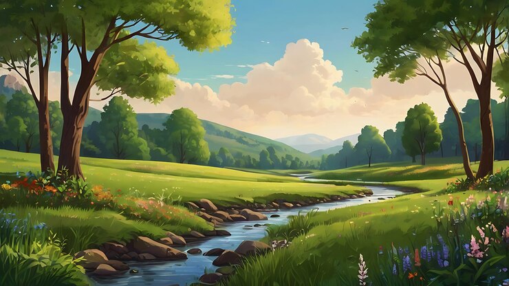 Vista del paisaje natural con el río