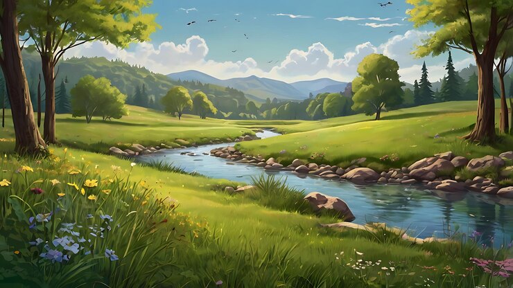 Vista del paisaje natural con el río