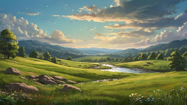 Vista del paisaje natural con el río