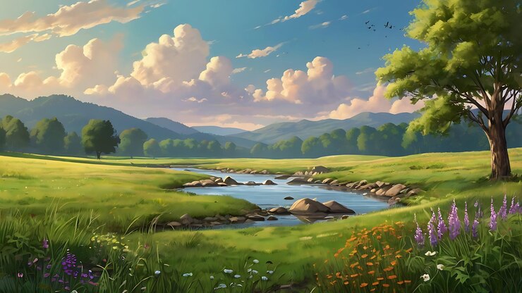 Vista del paisaje natural con el río