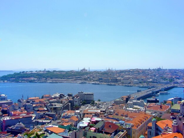 Vista del paisaje urbano contra un cielo despejado