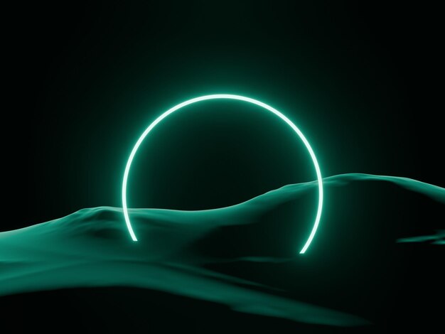 Vista del paisaje verde con luz de neón
