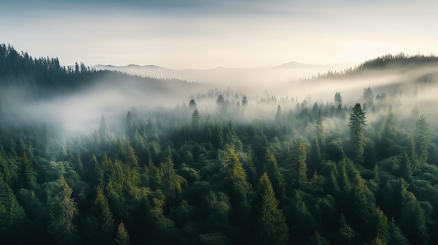 Una vista de pájaro de un bosque de pinos