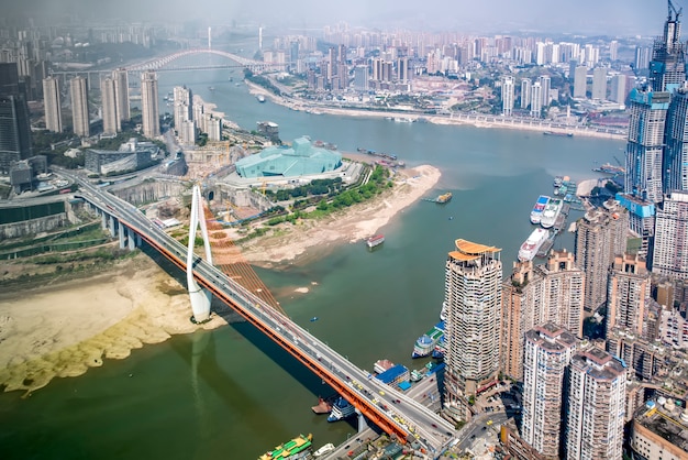 vista de pájaro del horizonte en Chongqing