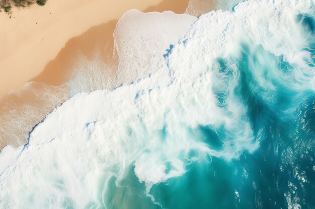 Una vista de pájaro de una playa y el océano