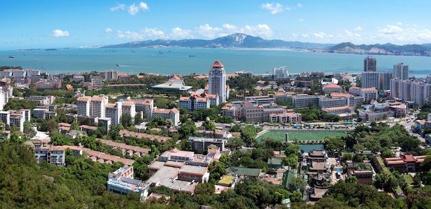 Vista de pájaro de Xiamen, China