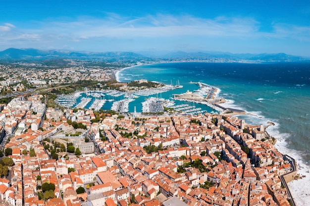 Foto vista panorámica aérea de antibes francia