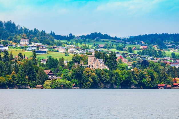 Vista panorámica aérea de la ciudad de Lucerna Suiza