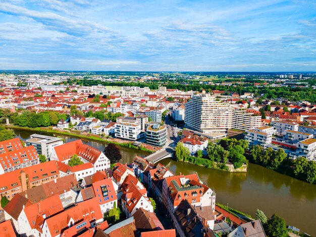 Foto vista panorámica aérea de la ciudad de ulm en alemania