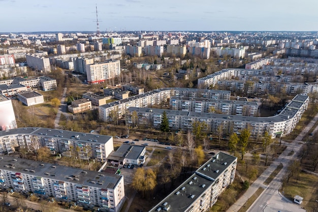 Vista panorâmica aérea da área residencial de arranha-céus