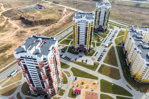 Vista panorâmica aérea da área residencial moderna de arranha-céus