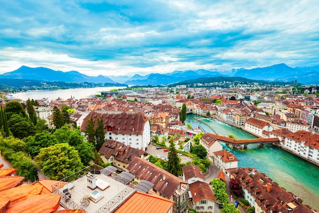 Vista panorâmica aérea da cidade de lucerna, suíça