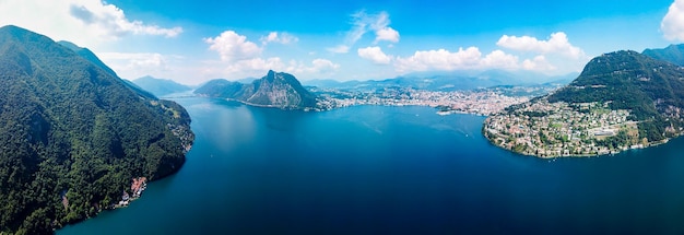 Vista panorâmica aérea da cidade de Lugano