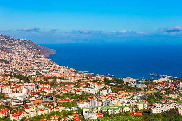 Foto vista panorâmica aérea da cidade do funchal madeira