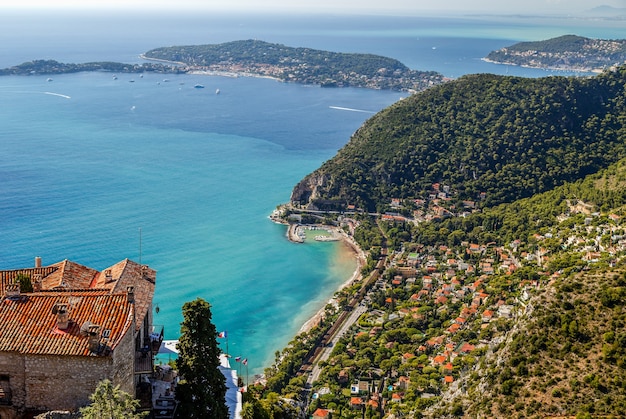 vista panorâmica aérea da riviera francesa na vila de Eze, perto de Nice Cote dazur, França