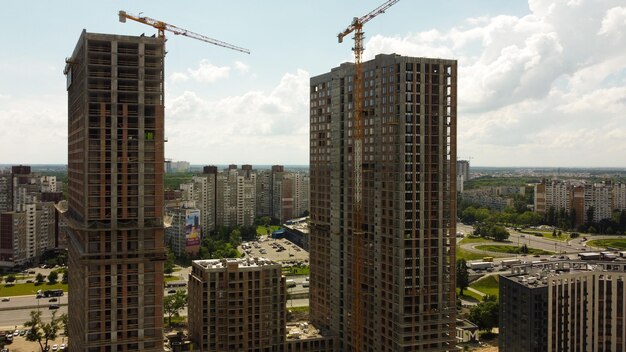 vista panorâmica aérea do canteiro de obras da cidade.