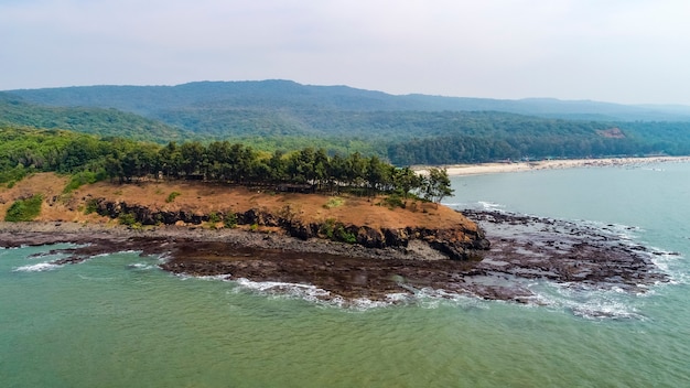 Vista panorâmica aérea do lado do mar na Índia