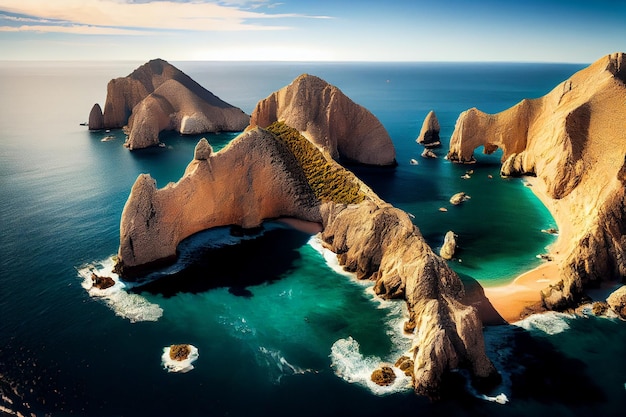 Vista panorámica aérea de la hermosa isla de Paracas en Perugenerative ai