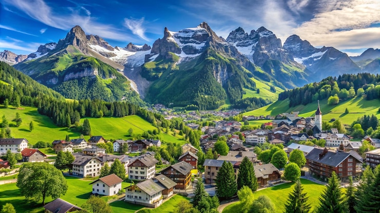 Foto vista panorámica de los alpes de engelberg en suiza