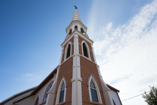 Foto vista panorámica de un campanario de una iglesia creada con ai generativo