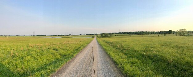 Vista panorámica de un campo agrícola frente a un cielo despejado