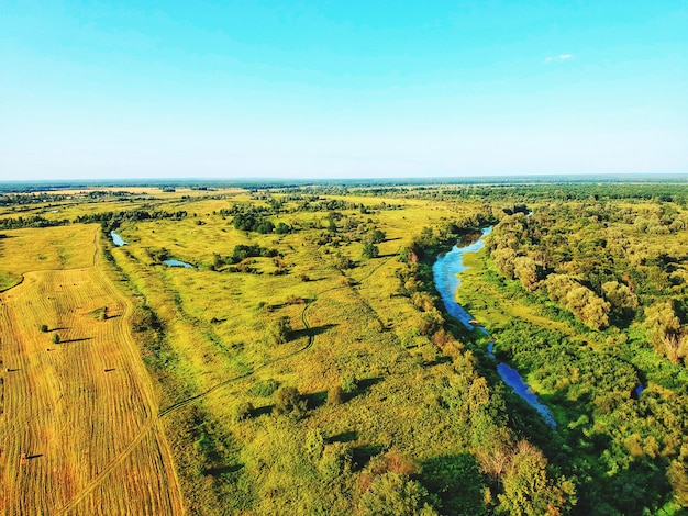 Foto vista panorámica del campo contra el cielo despejado