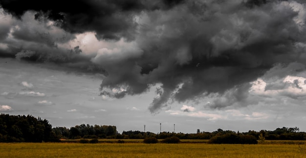 Vista panorámica del campo contra el cielo nublado