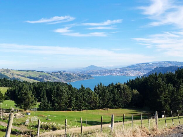 Vista panorámica del campo contra el cielo