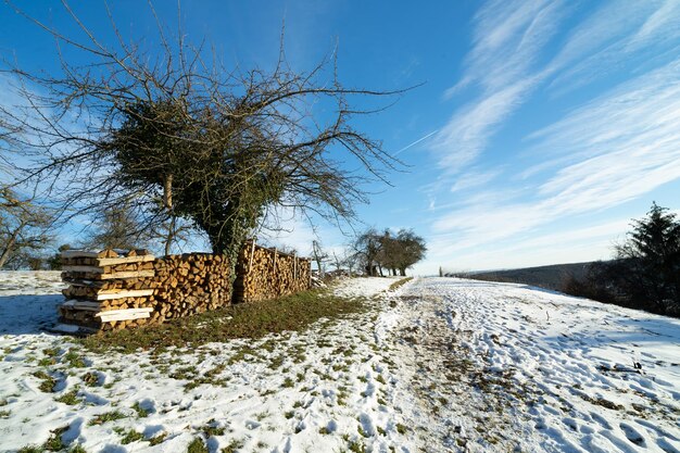 Vista panorámica de un campo cubierto de nieve contra el cielo