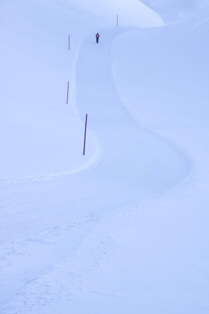 Foto vista panorámica de un campo cubierto de nieve