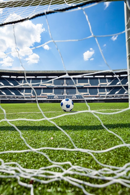 Foto vista panorámica del campo de fútbol contra el cielo