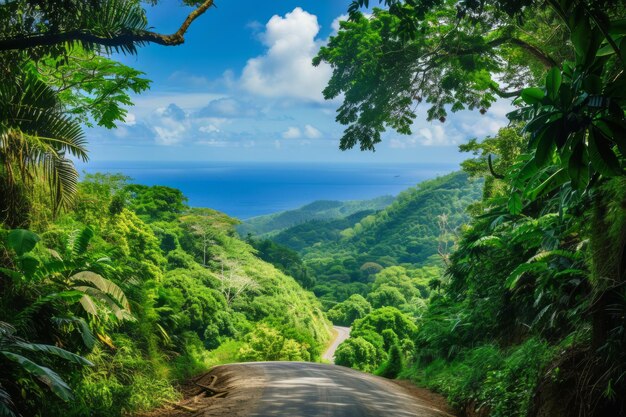 Vista panorámica de la carretera arbolada