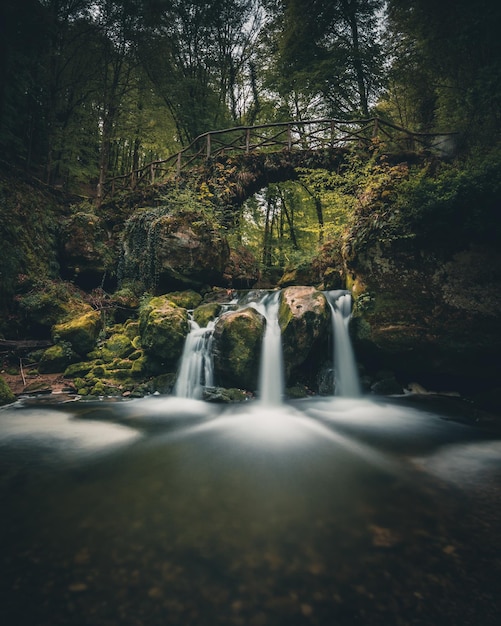 Vista panorámica de una cascada en el bosque