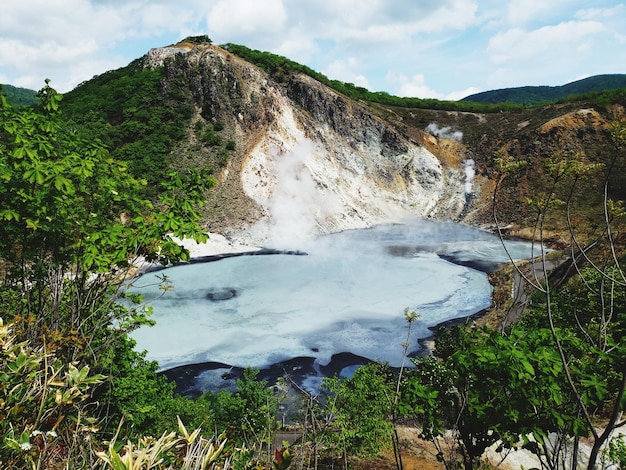 Vista panorámica de la cascada contra el cielo