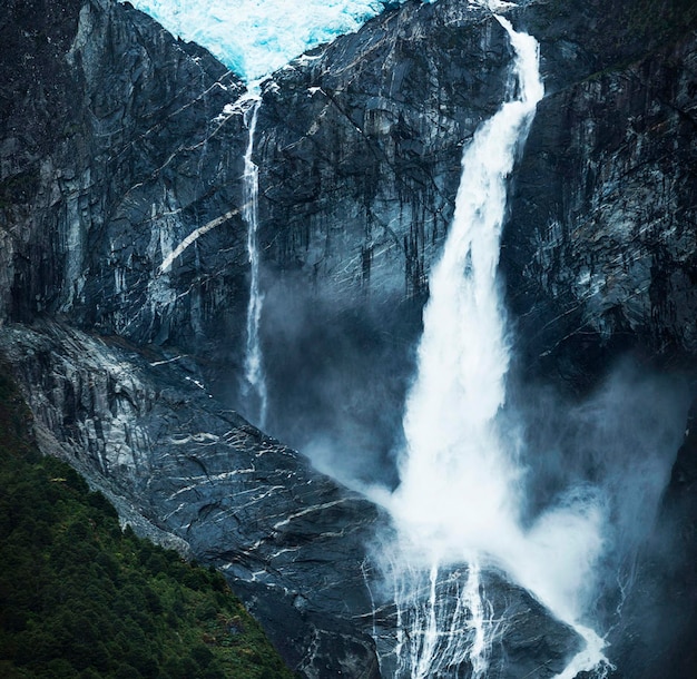 Foto vista panorámica de la cascada