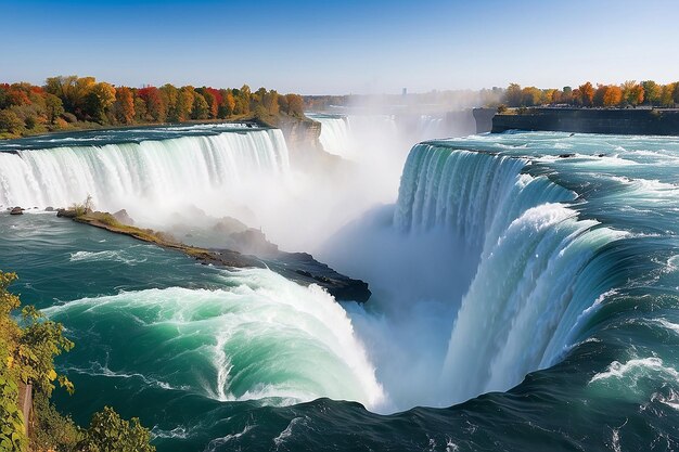 Una vista panorámica de las Cataratas del Niágara, Canadá