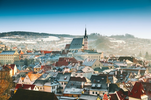 Vista panorámica de Cesky Krumlov en invierno República Checa Viajes y vacaciones en Europa