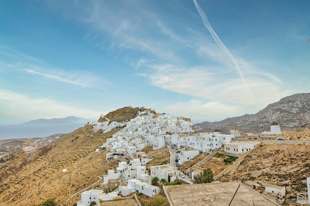 Vista panorámica de Chora en la isla Grecia de Serifos