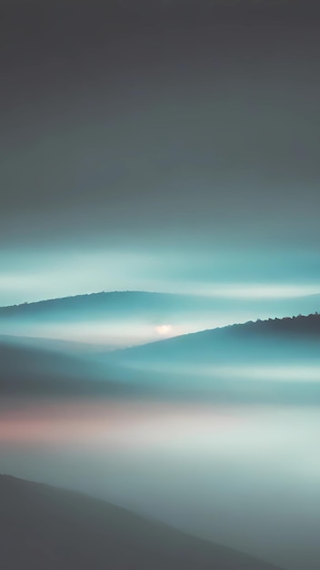 Vista panorámica del cielo azul y las montañas están en las nubes