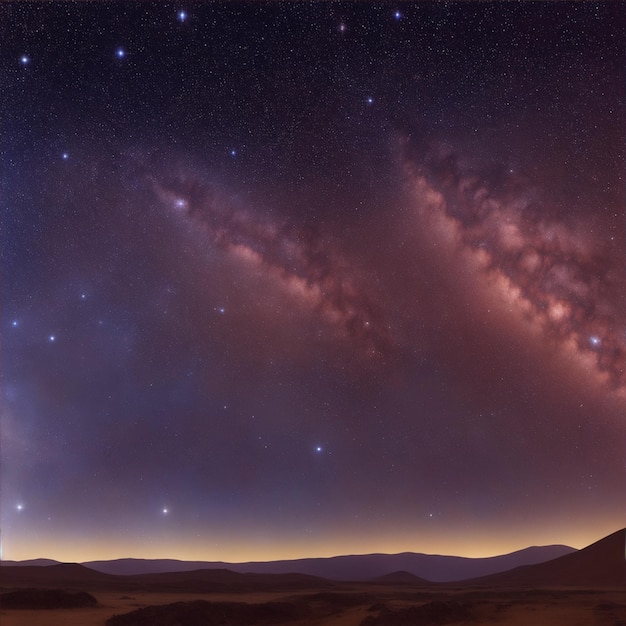 Vista panorámica del cielo nocturno estrellado del desierto Vía Láctea y otros cuerpos celestes ilustración