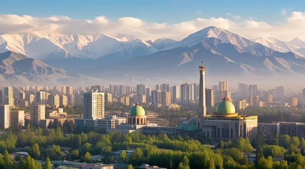 Foto vista panorámica de la ciudad de almaty, kazajstán