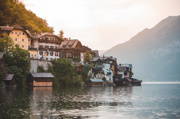 Vista panorámica de la ciudad de hallstatt en austria