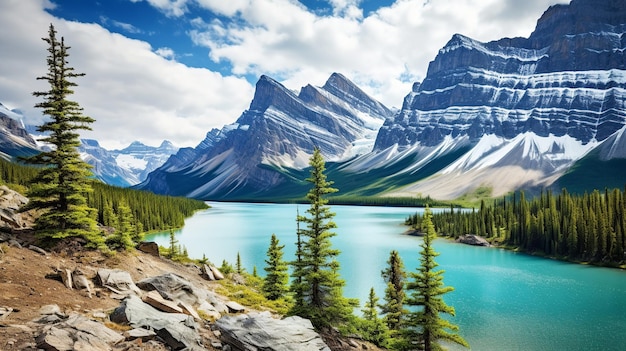 Vista panorámica de la cordillera del Parque Nacional Banff